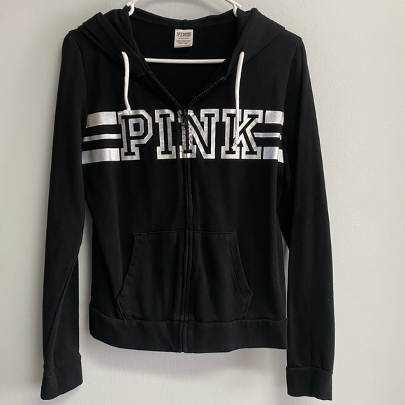 PINK VICTORIA'S SECRET FULL ZIP HOODIE - SMALL - Picture 5 of 8
